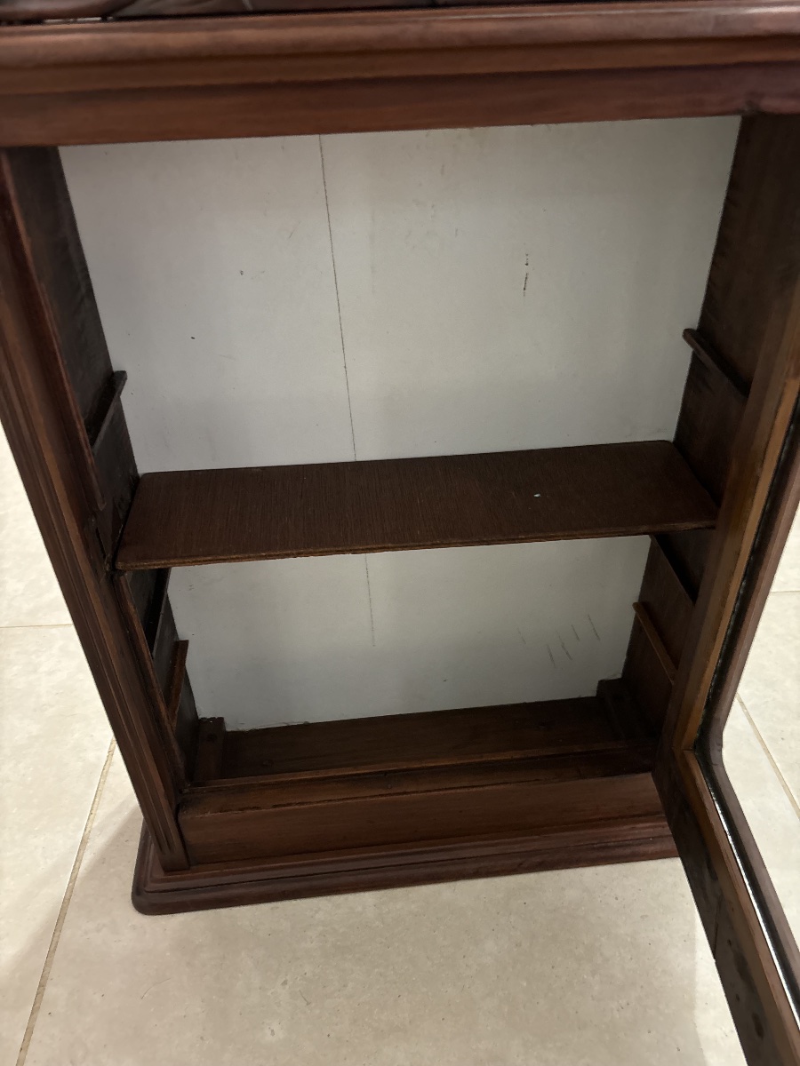 Small Antique Mahogany Wall Display Cabinet – Napoleon III Style-photo-3