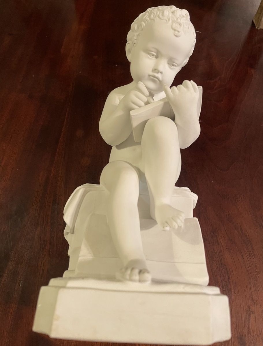 Biscuit signé Canova – Sculpture décorative représentant un enfant-photo-2
