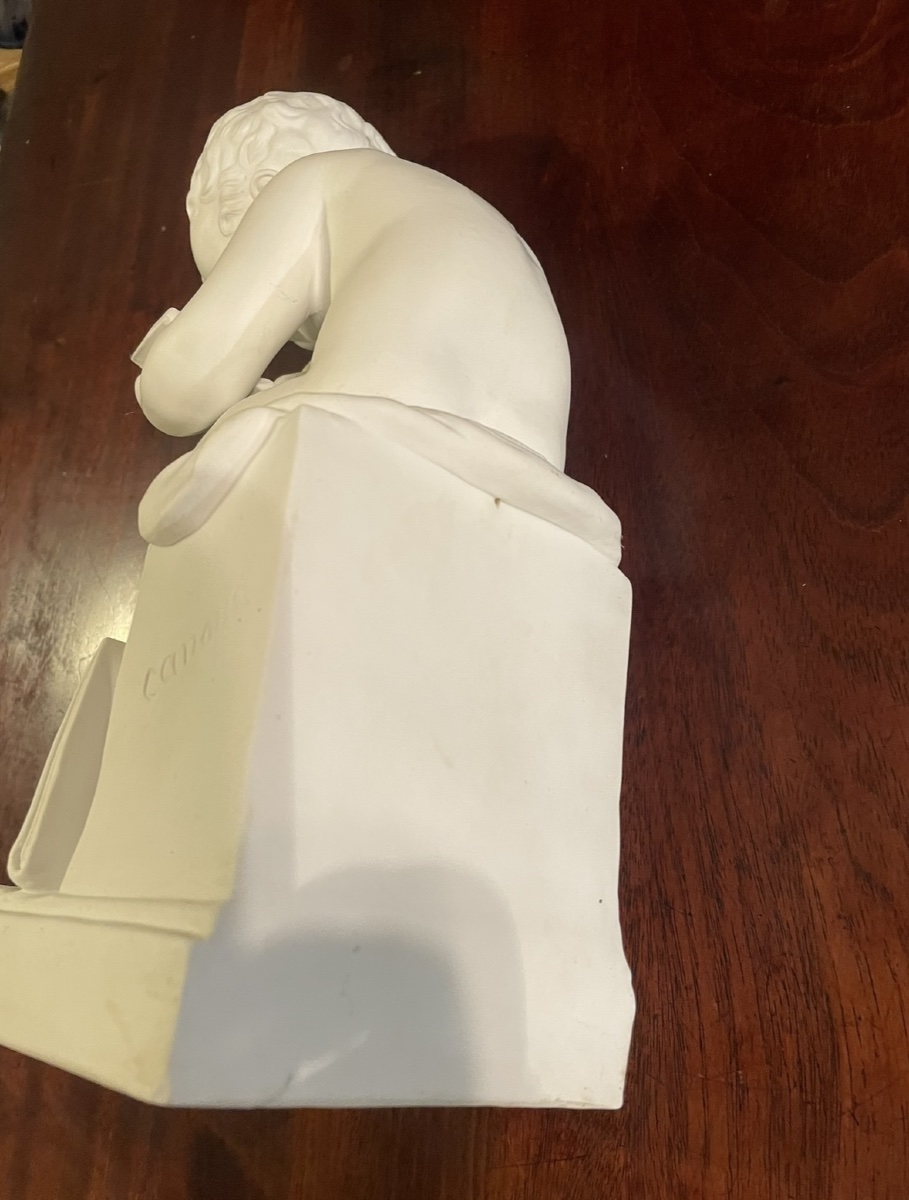 Biscuit signé Canova – Sculpture décorative représentant un enfant-photo-3