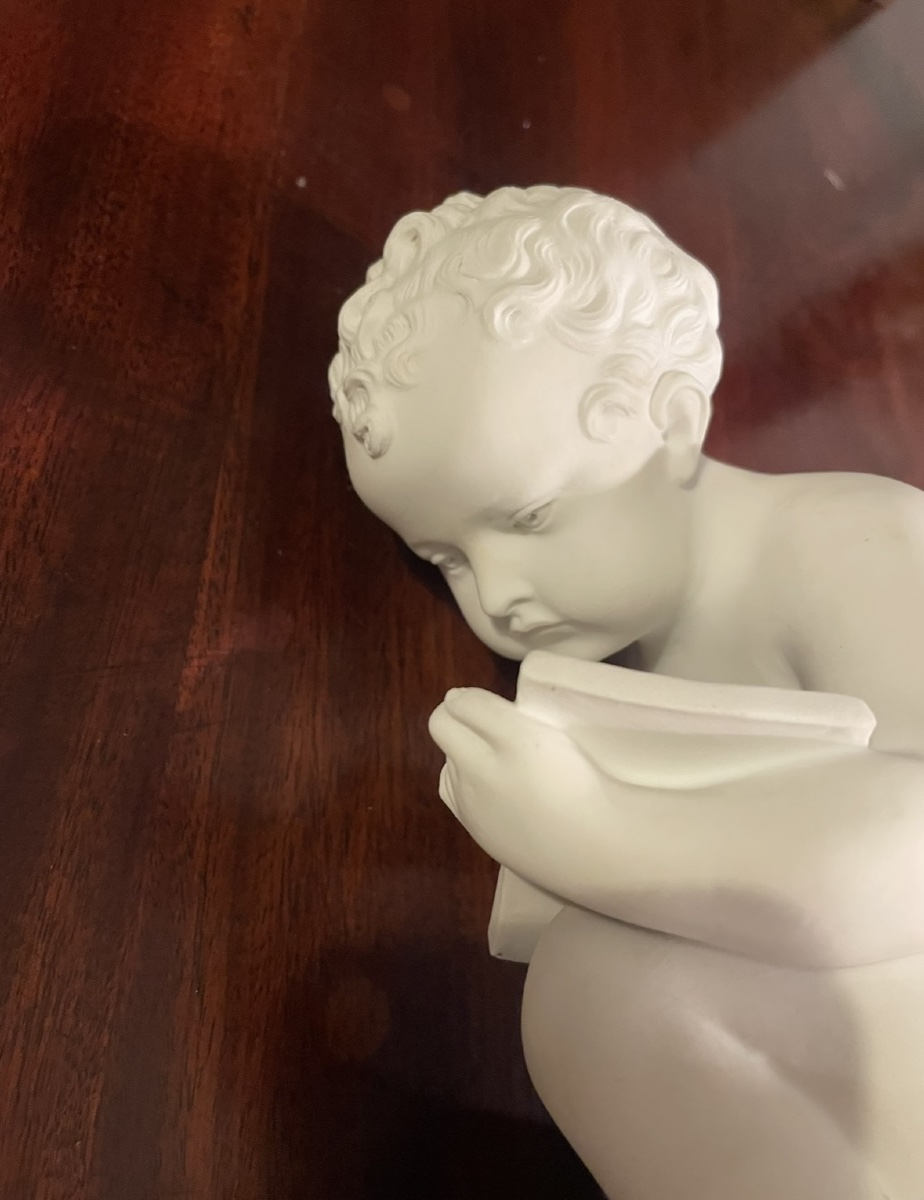 Biscuit signé Canova – Sculpture décorative représentant un enfant-photo-5