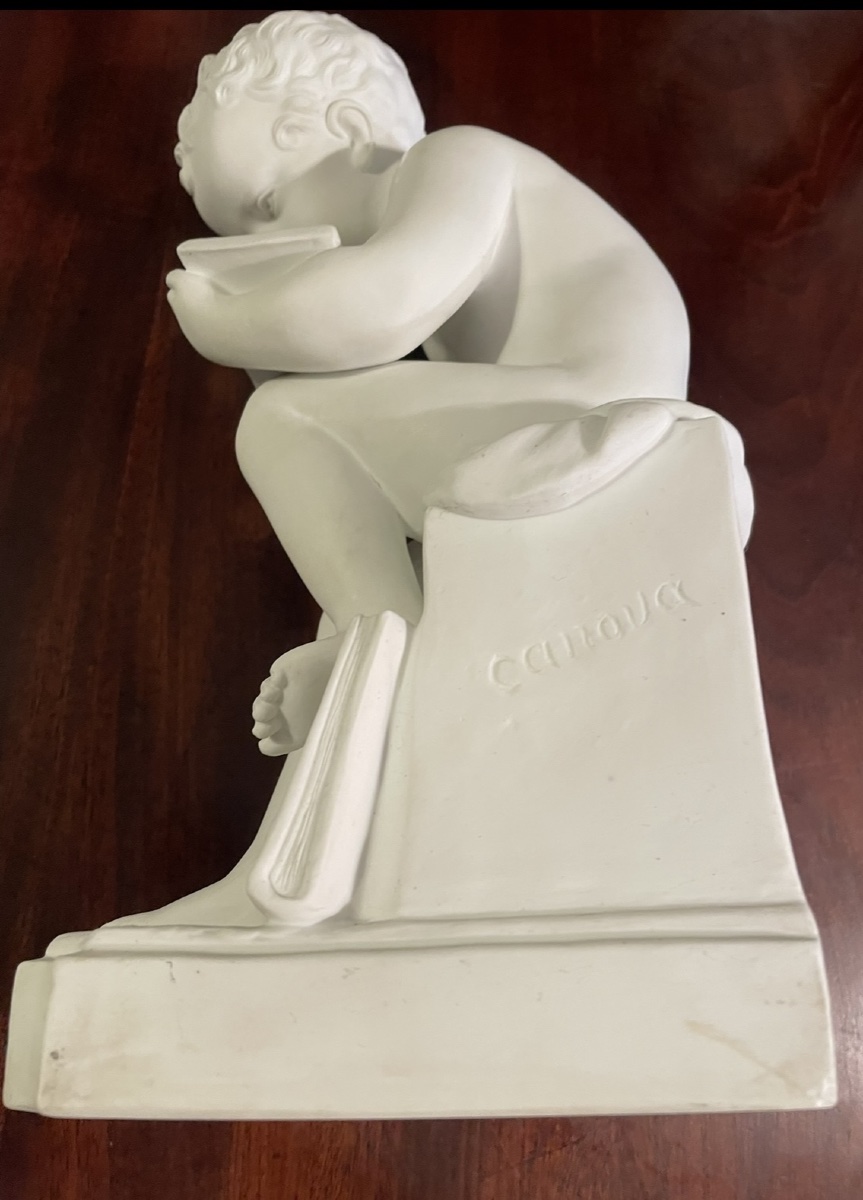 Biscuit signé Canova – Sculpture décorative représentant un enfant-photo-8
