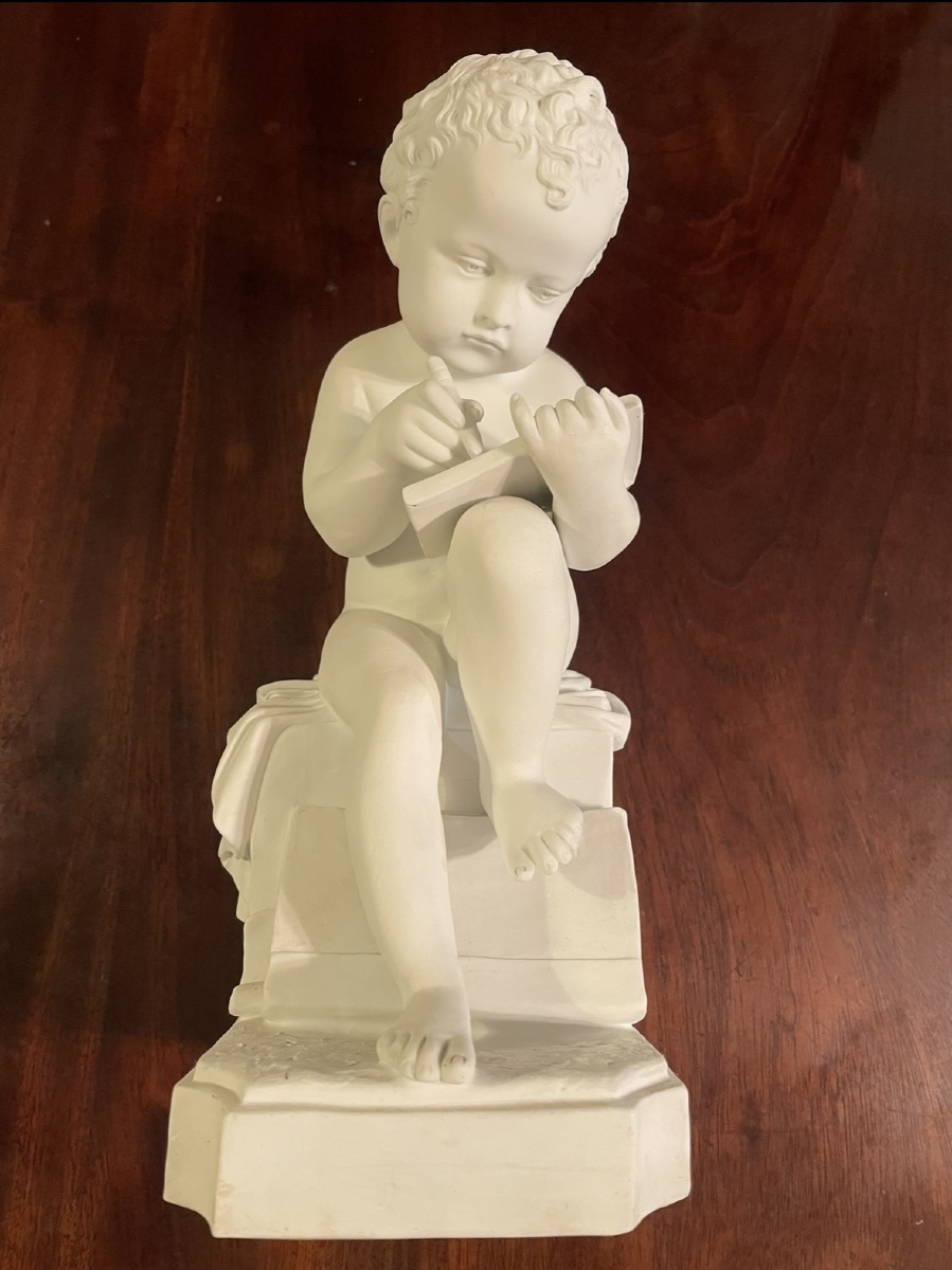 Biscuit signé Canova – Sculpture décorative représentant un enfant