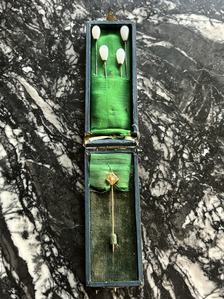 Ensemble d’épingles anciennes dans leur écrin