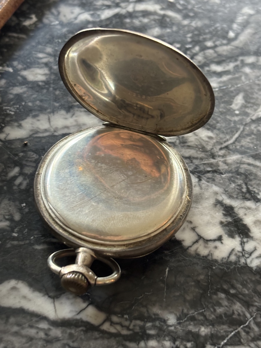 Vintage Omega Silver Pocket Watch – Enamel Dial With Dual Numerals-photo-1