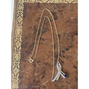 18-karat Gold And White Gold Necklace With Sapphire And Diamonds – Contemporary Design