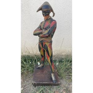 Polychrome Plaster Harlequin – Signed Marceaux
