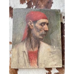 Portrait Of A Man Wearing A Red Fez – Oil On Panel