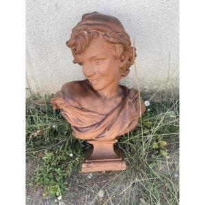 D’après Jean-Baptiste Carpeaux – « Le Napolitain rieur » – Buste en terre cuite
