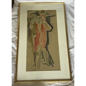 Louis Wagner – Watercolor Of Saint Christopher – 1927