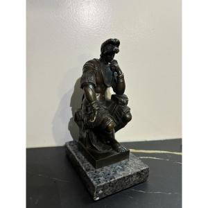 "the Thinker," A Bronze Sculpture With A Brown Patina, Signed By Ron Liod Sauvage