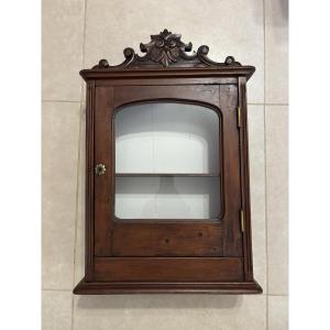 Petite vitrine murale ancienne en acajou – Style Napoléon III