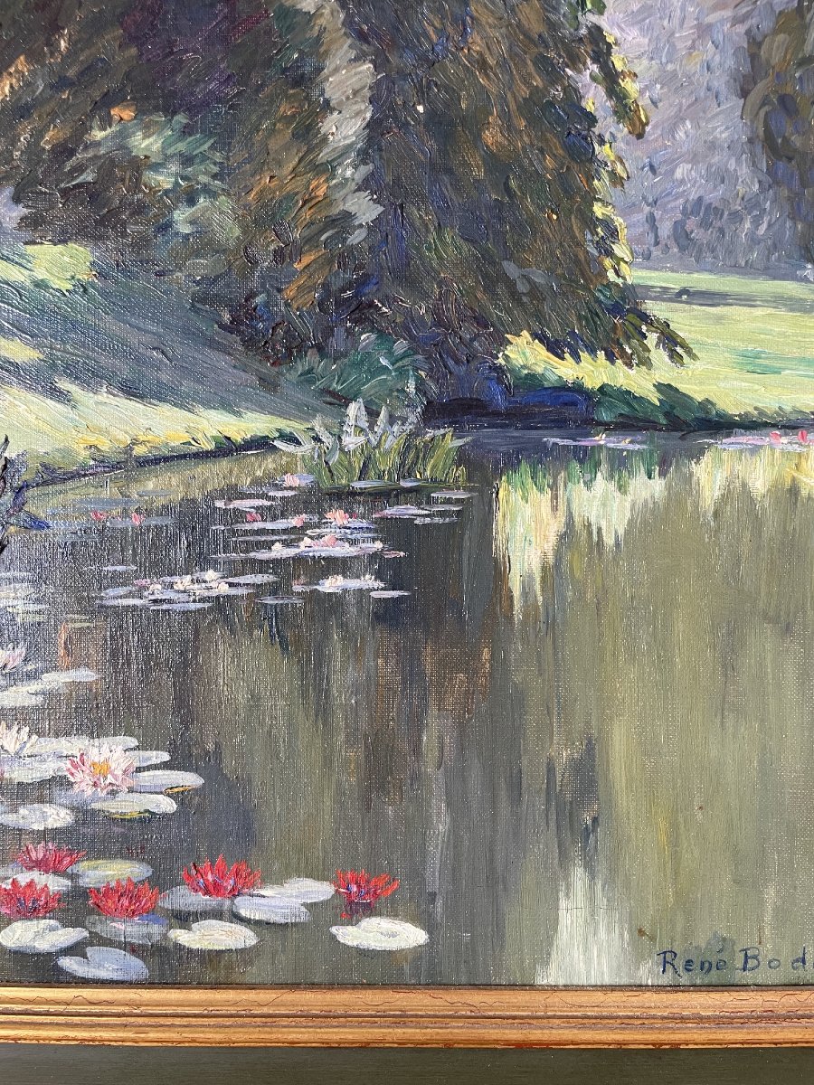 René Bodier (1884–1939) - Water Lilies - Oil On Canvas (53x44 Cm)-photo-3