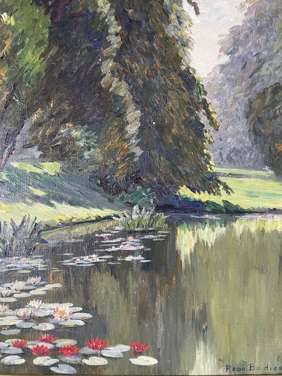 René Bodier (1884–1939) - Water Lilies - Oil On Canvas (53x44 Cm)-photo-4
