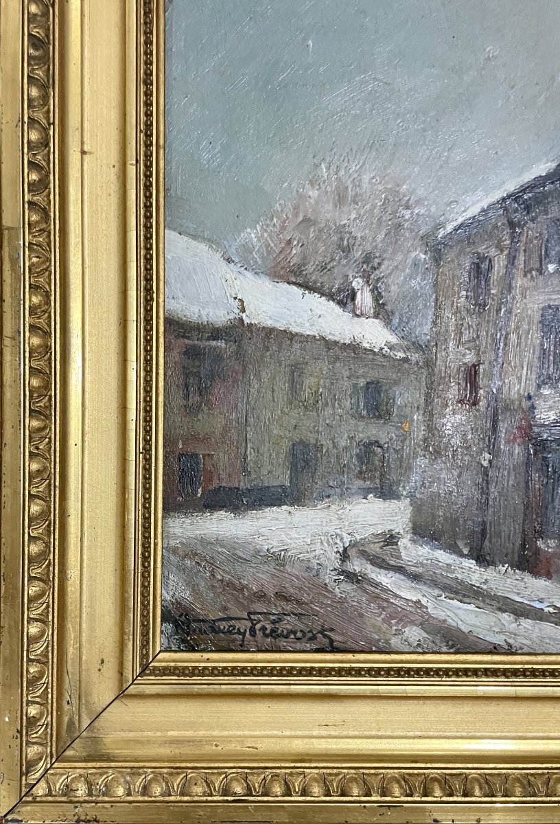 Fernand ANDREY-PREVOST (1890-1961) - Vue de Montmartre sous la neige - huile sur panneau -photo-2