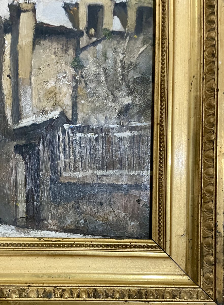 Fernand ANDREY-PREVOST (1890-1961) - Vue de Montmartre sous la neige - huile sur panneau -photo-2