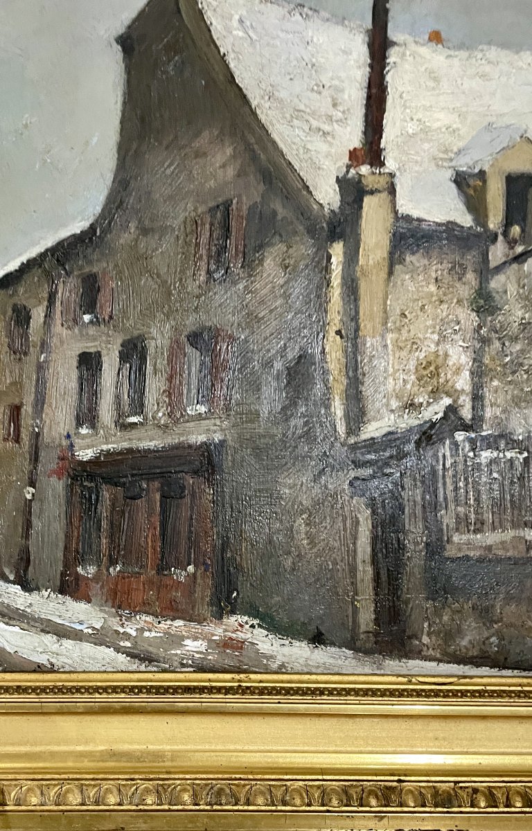 Fernand ANDREY-PREVOST (1890-1961) - Vue de Montmartre sous la neige - huile sur panneau -photo-3