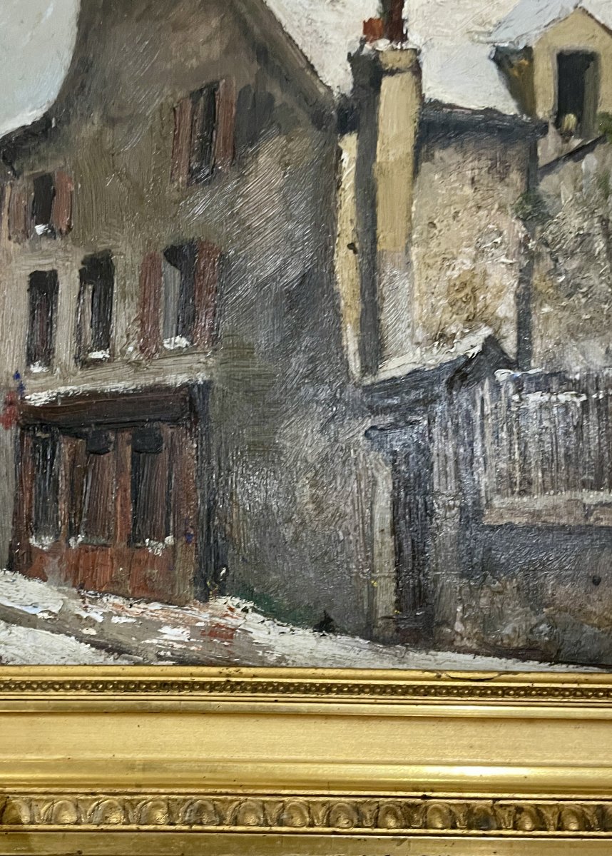 Fernand ANDREY-PREVOST (1890-1961) - Vue de Montmartre sous la neige - huile sur panneau -photo-4