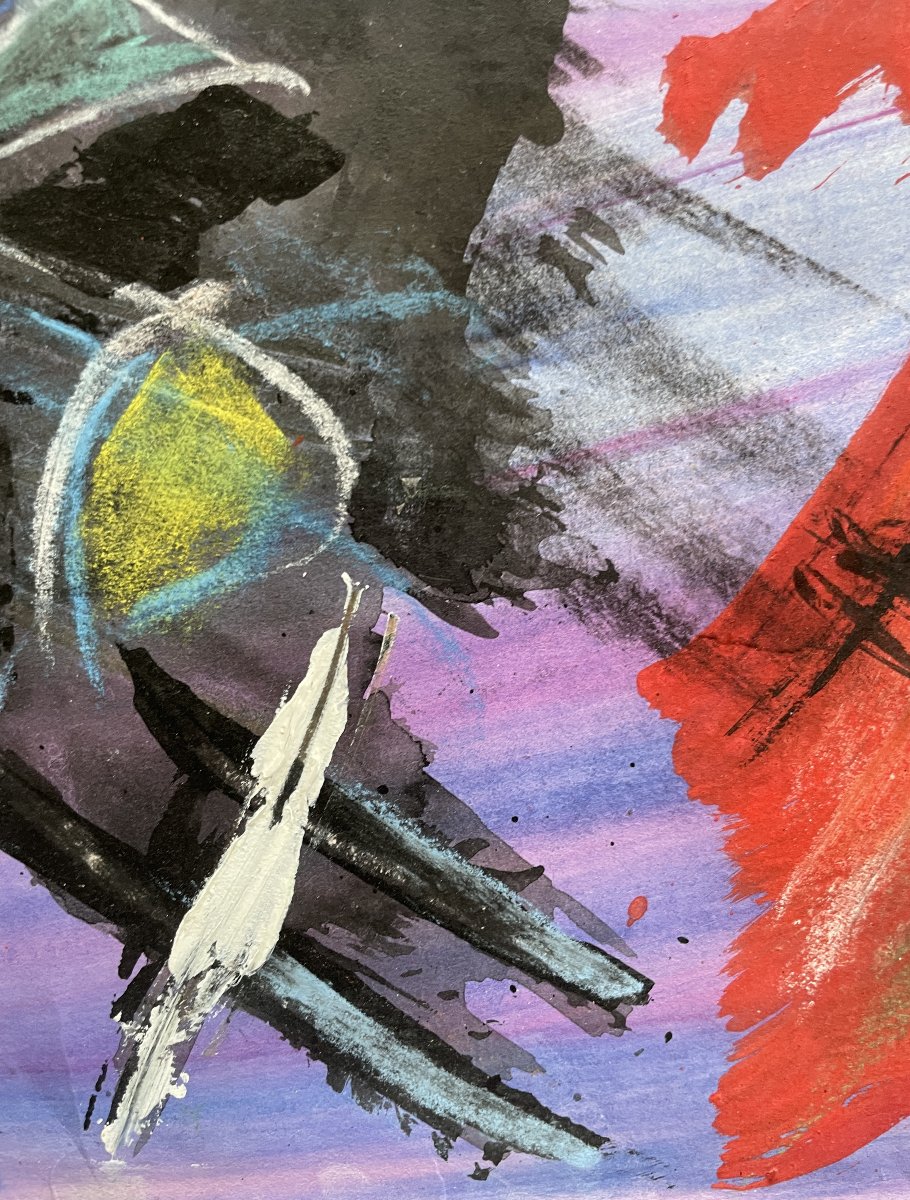 Gérard Schneider (1896–1986) - Abstract Lyrical Composition - Oil And Gouache-photo-3