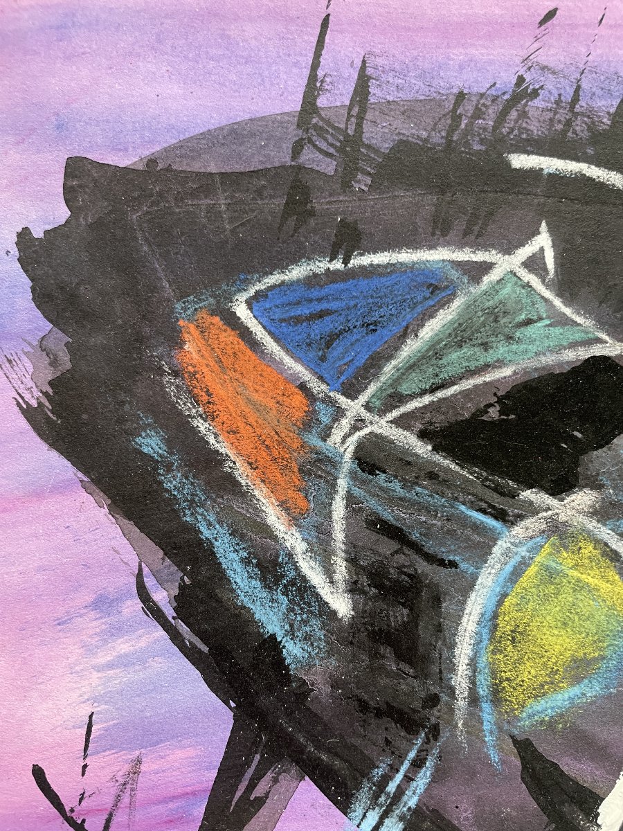 Gérard Schneider (1896–1986) - Abstract Lyrical Composition - Oil And Gouache-photo-4