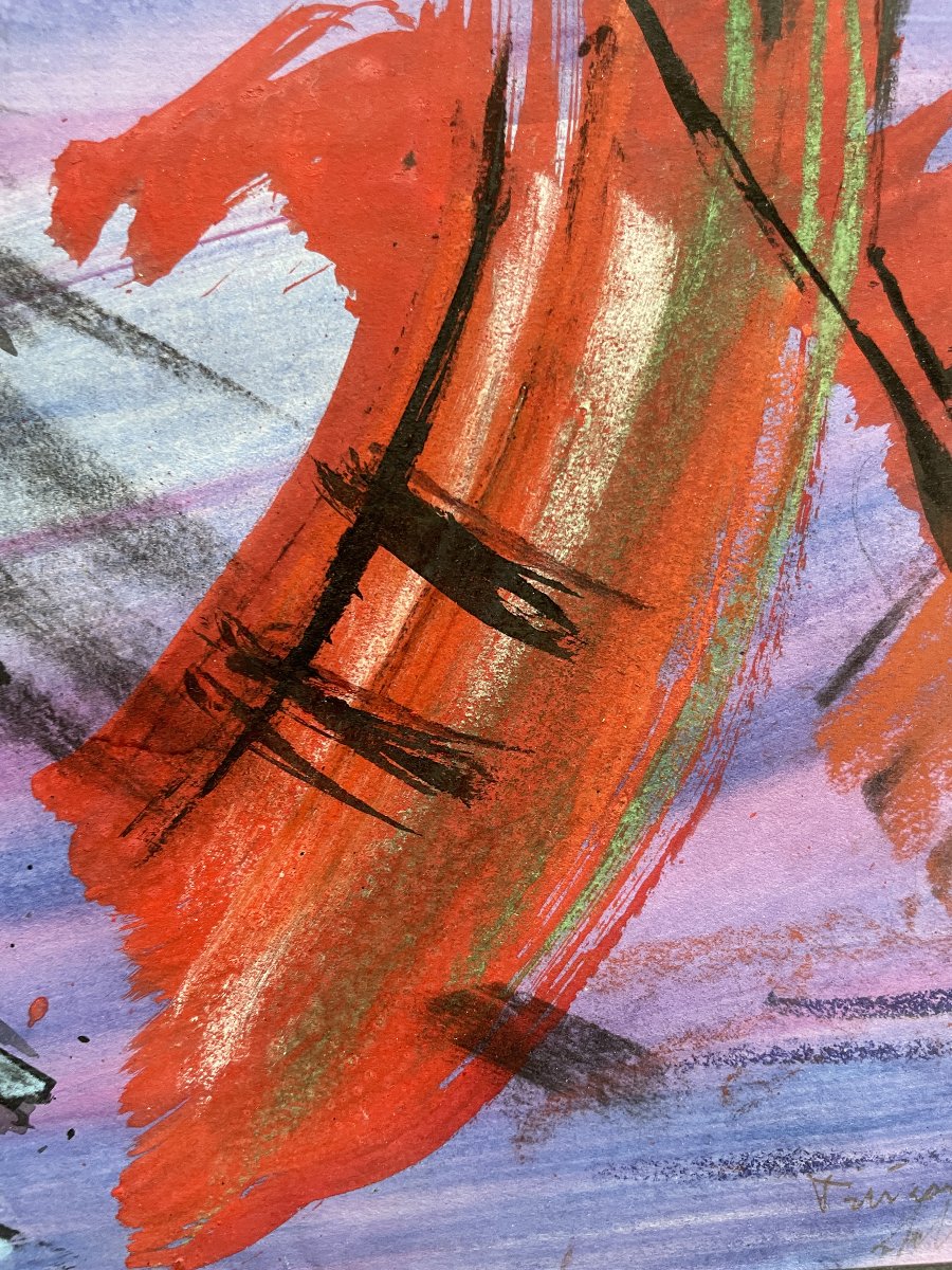 Gérard Schneider (1896–1986) - Abstract Lyrical Composition - Oil And Gouache-photo-3