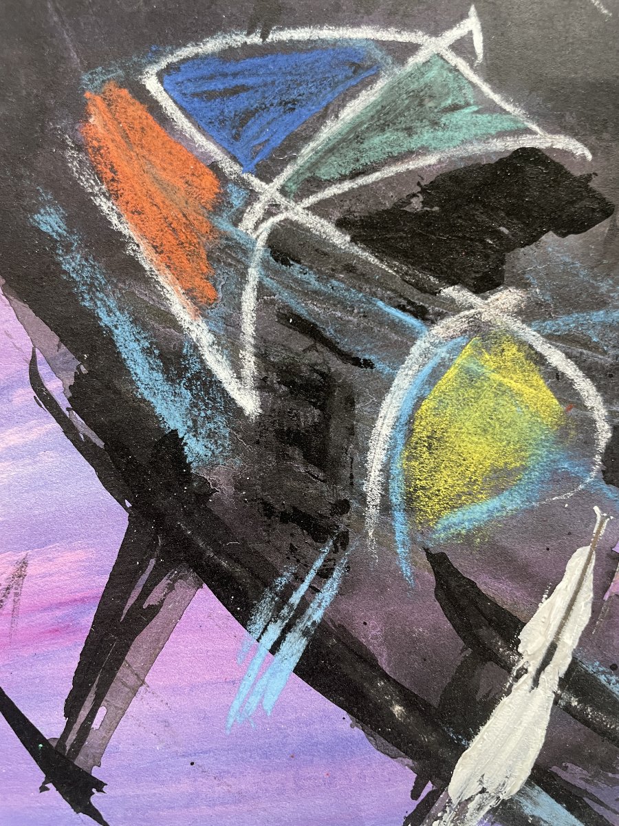 Gérard Schneider (1896–1986) - Abstract Lyrical Composition - Oil And Gouache-photo-5