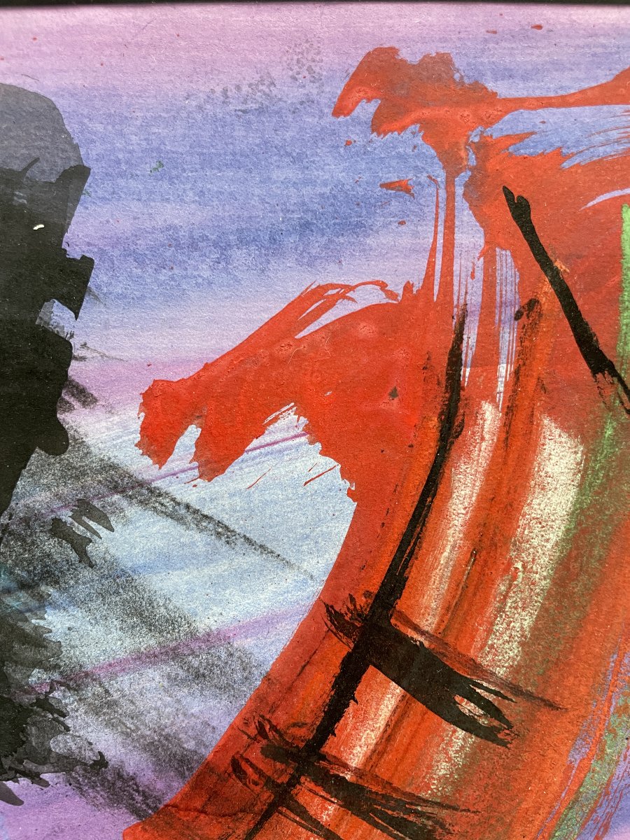 Gérard Schneider (1896–1986) - Abstract Lyrical Composition - Oil And Gouache-photo-6