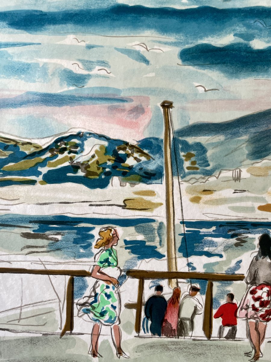 Yves Brayer (1907–1990) - Marseille: La Corniche - Signed And Numbered Lithograph -photo-3