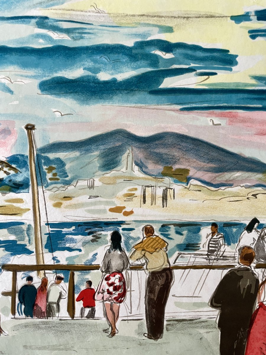 Yves Brayer (1907–1990) - Marseille: La Corniche - Signed And Numbered Lithograph -photo-4