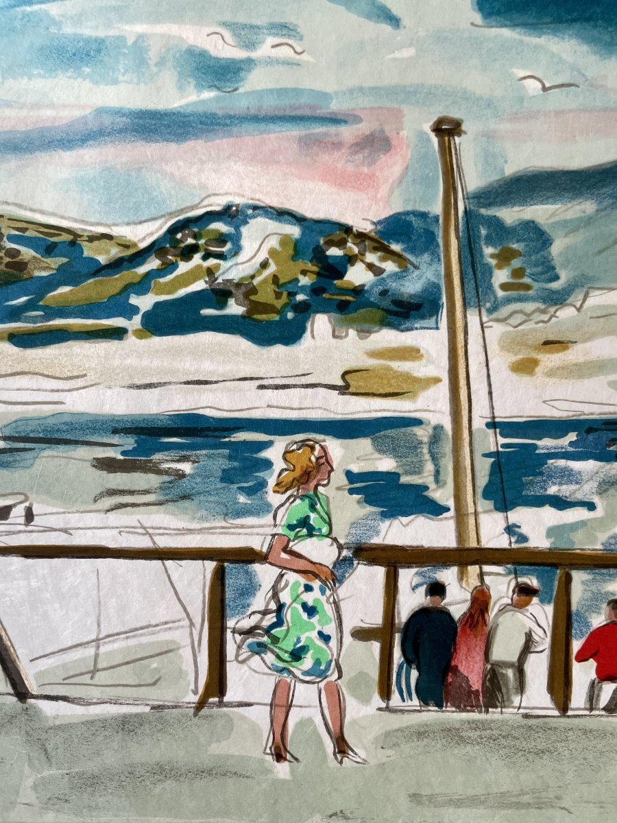 Yves Brayer (1907–1990) - Marseille: La Corniche - Signed And Numbered Lithograph -photo-3