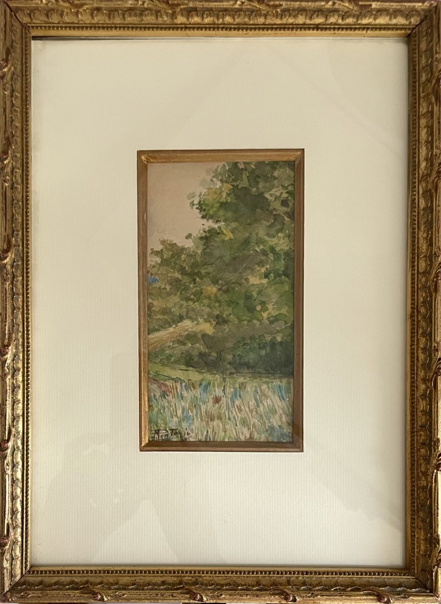 Pierre Eugène Montezin (1874–1946) - Landscape With Trees - Watercolor