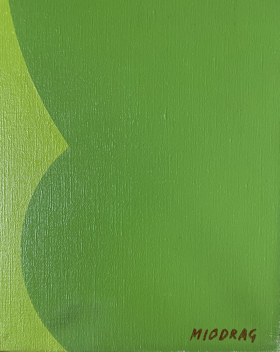Miodrag DJORDJEVIC (1936) - Abstraction géométrique à bandes ondulantes - Huile sur toile-photo-2