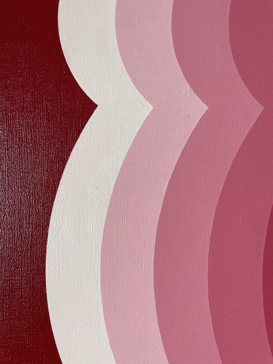 Miodrag DJORDJEVIC (1936) - Abstraction géométrique à bandes ondulantes - Huile sur toile-photo-3