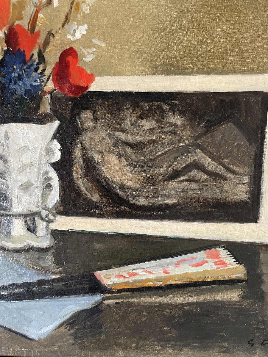 Georges Darel (1892–1943) - Still Life With A Vase Of Flowers - Oil On Canvas-photo-4