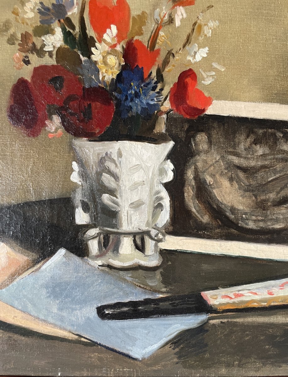 Georges Darel (1892–1943) - Still Life With A Vase Of Flowers - Oil On Canvas-photo-2