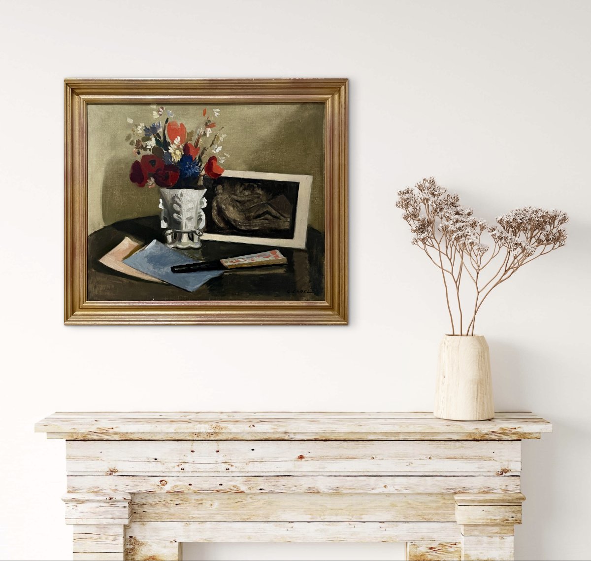 Georges DAREL (1892-1943) - Nature morte au vase fleuri - Huile sur toile-photo-6