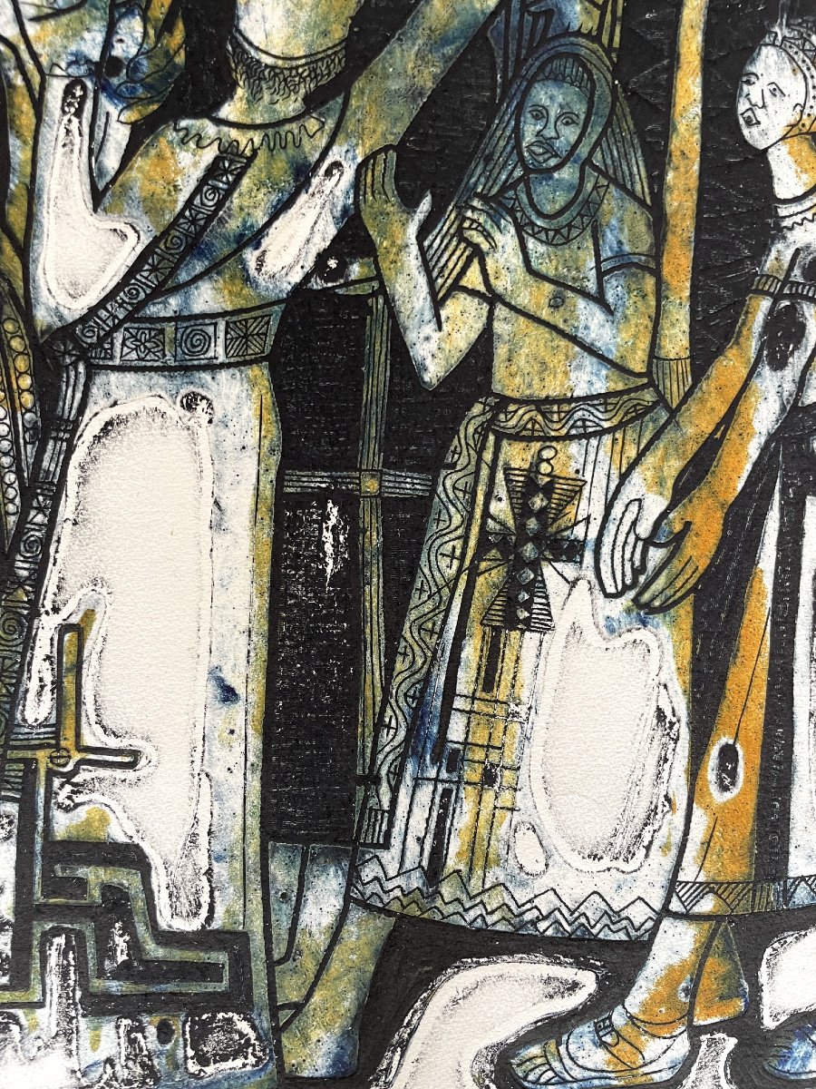 Bruce Onobrakpeya (1932) - The Lord Is My Shepherd - Experimental Print-photo-1