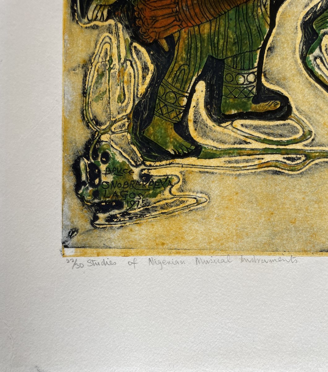Bruce ONOBRAKPEYA (1932) - Studies of Nigerian Musical Instruments - Gravure expérimentale-photo-2