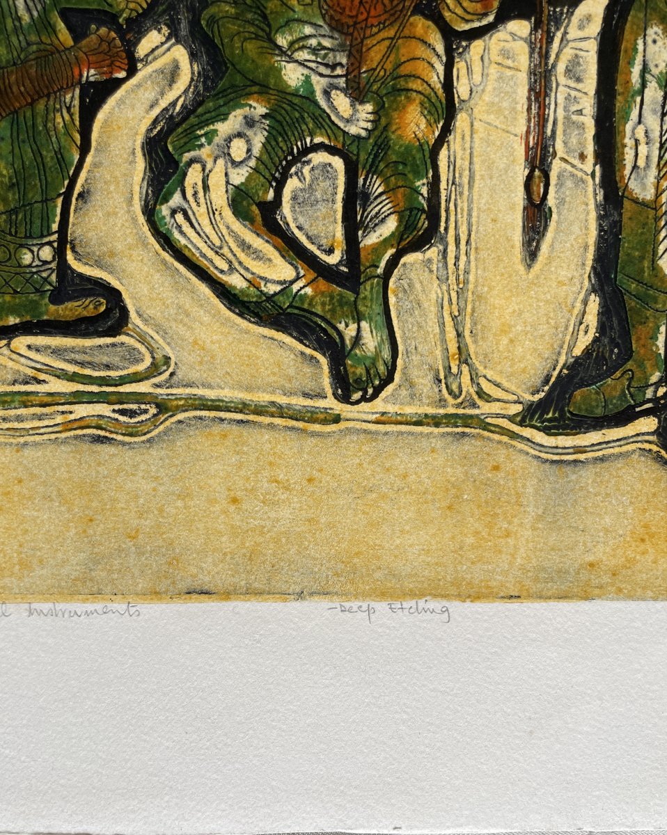 Bruce ONOBRAKPEYA (1932) - Studies of Nigerian Musical Instruments - Gravure expérimentale-photo-3