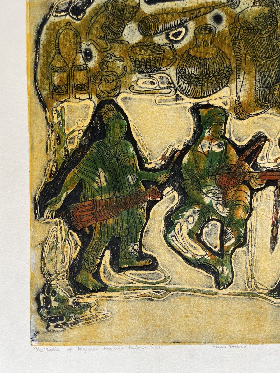 Bruce ONOBRAKPEYA (1932) - Studies of Nigerian Musical Instruments - Gravure expérimentale-photo-4
