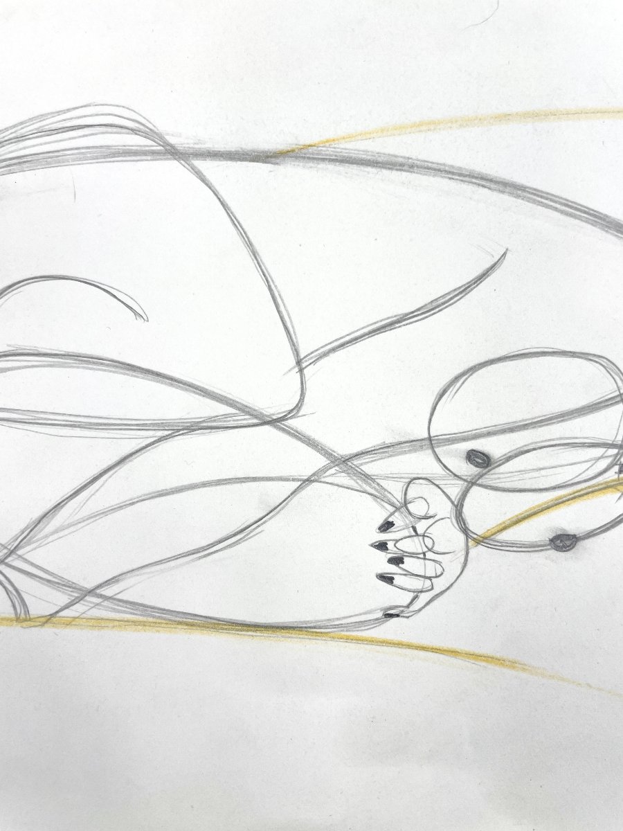 Paul Charlot (1906–1985) — Reclining Female Figure (stylized Nude) — Drawing-photo-2