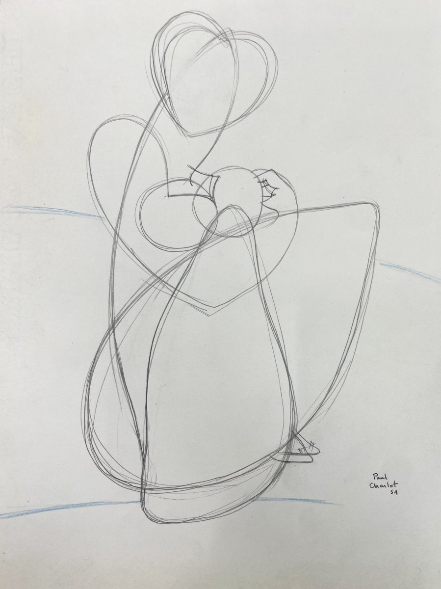 Paul Charlot (1906–1985) — *stylized Maternity* — Drawing-photo-2