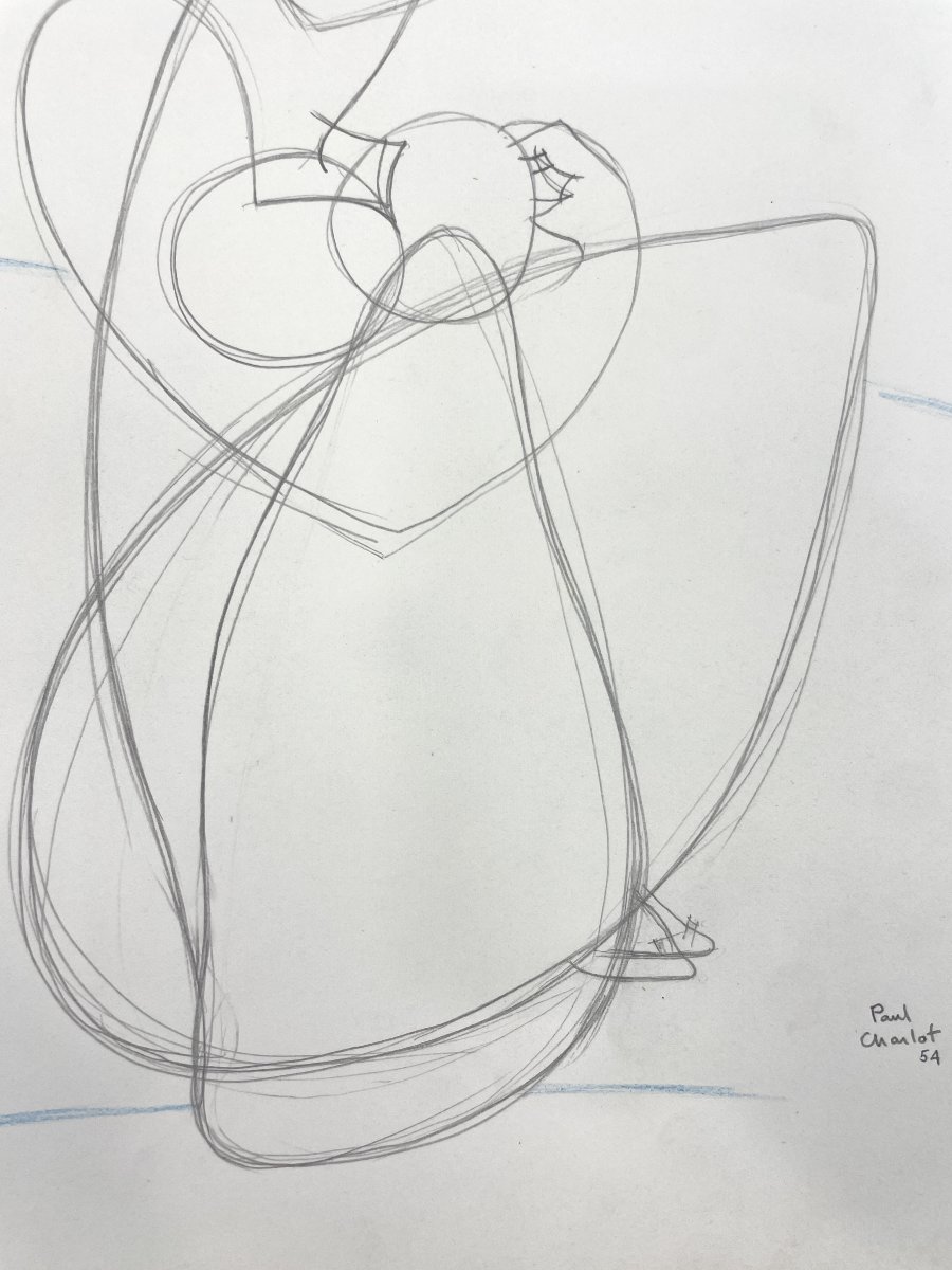 Paul Charlot (1906–1985) — *stylized Maternity* — Drawing-photo-4