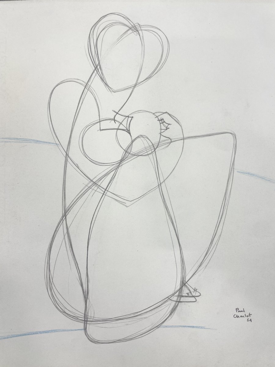 Paul Charlot (1906–1985) — *stylized Maternity* — Drawing-photo-2