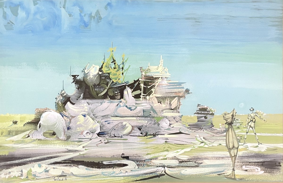 Lucien COUTAUD (1904-1977) - Le Château Lacoste - Gouache-photo-2