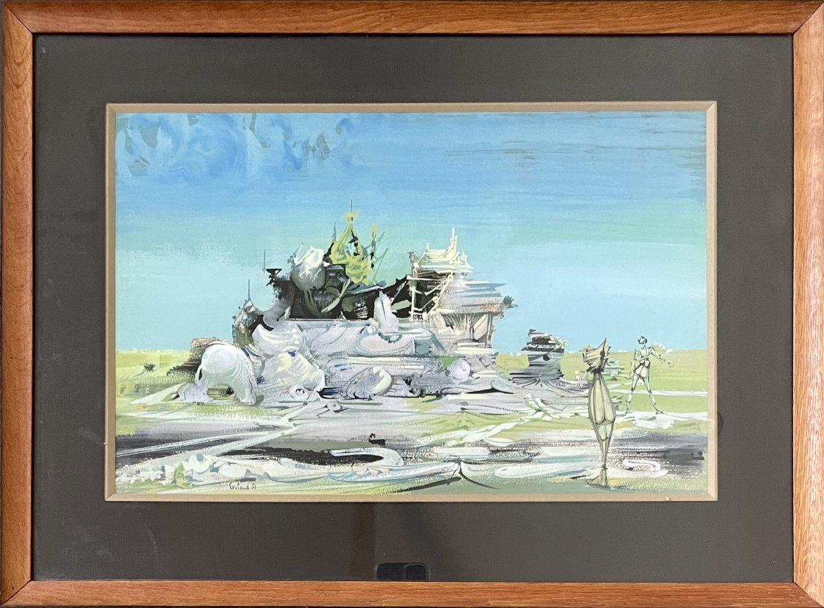 Lucien COUTAUD (1904-1977) - Le Château Lacoste - Gouache