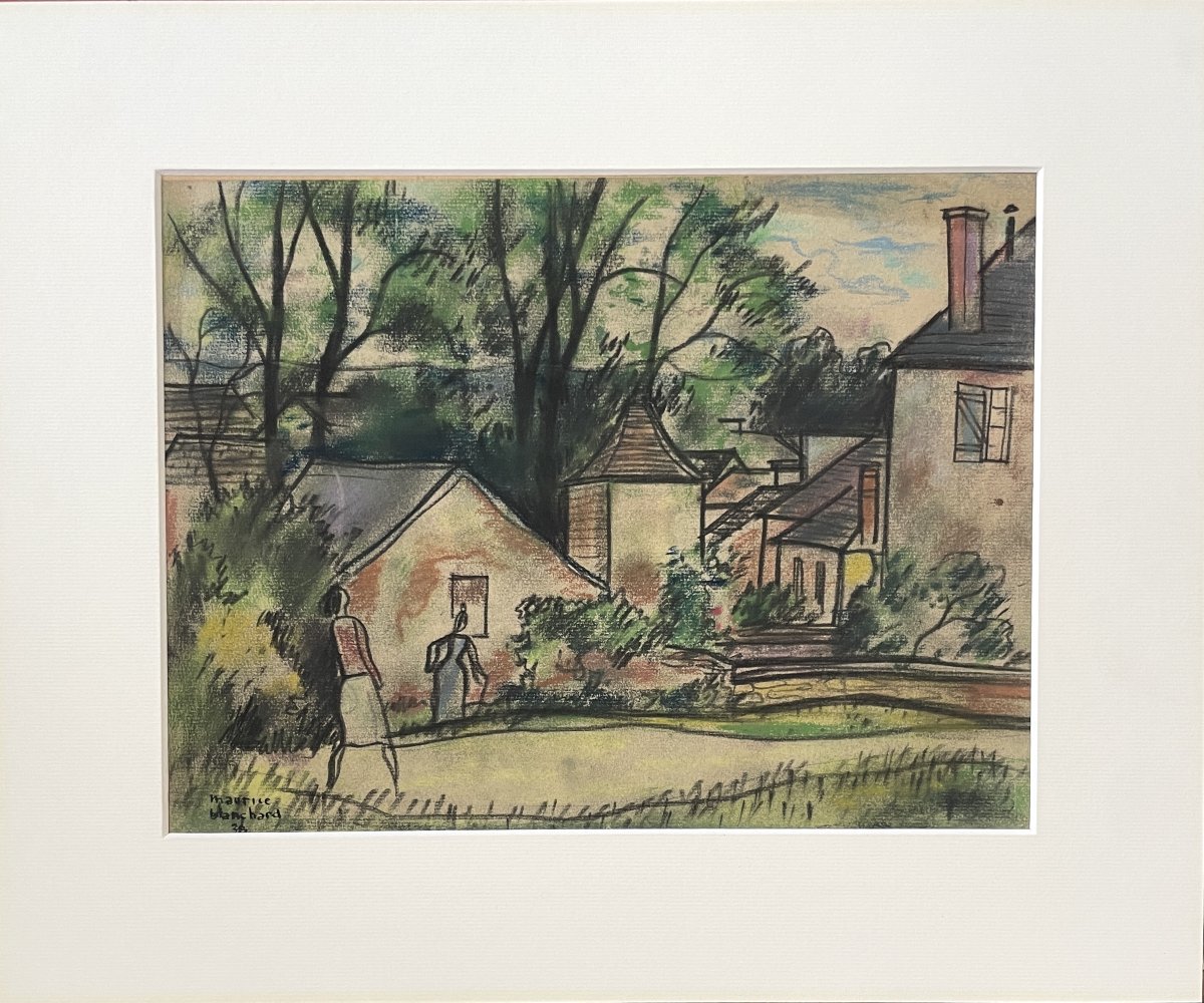 Maurice Blanchard (1903–1969) - Montmartre - Pastel And Ink