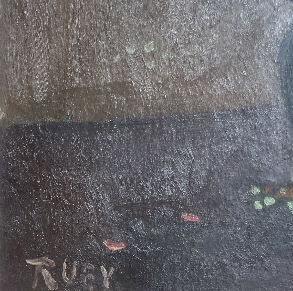 René Ruby (1908-1980)  Bouquet de fleurs au citron - Huile -photo-3