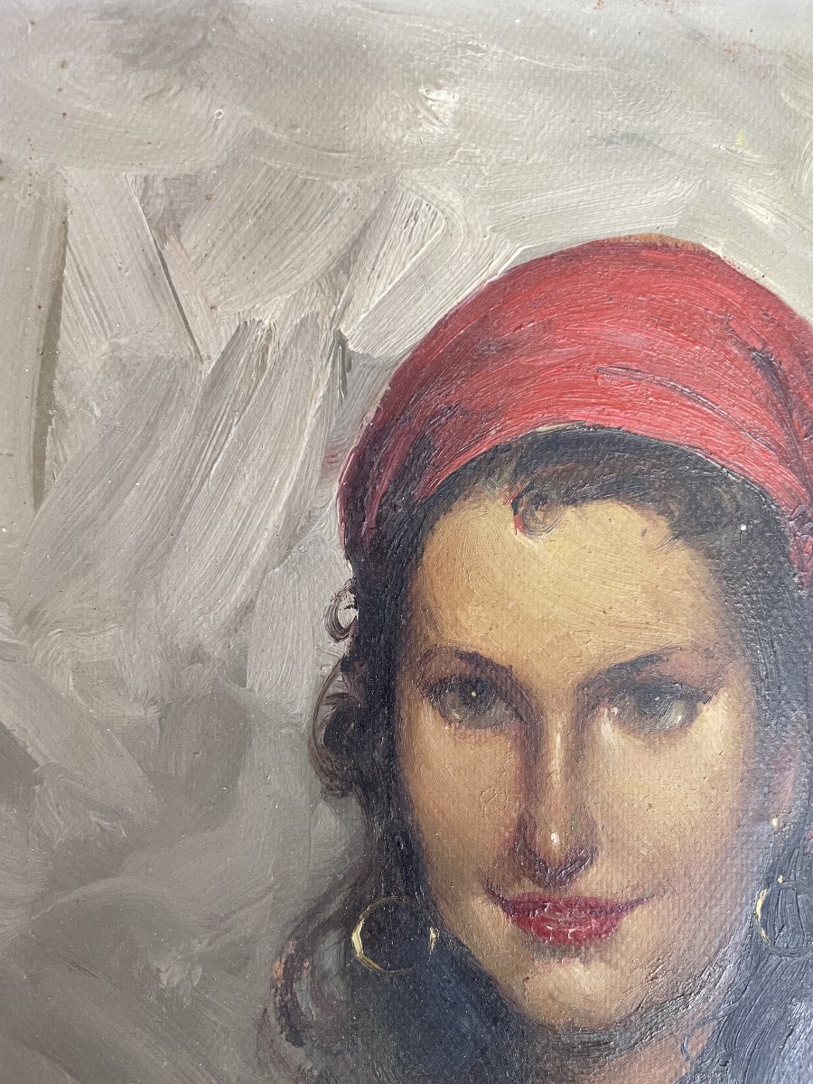 Richard Durando-togo (1910) - Woman With A Red Scarf - Oil On Cardboard-photo-3