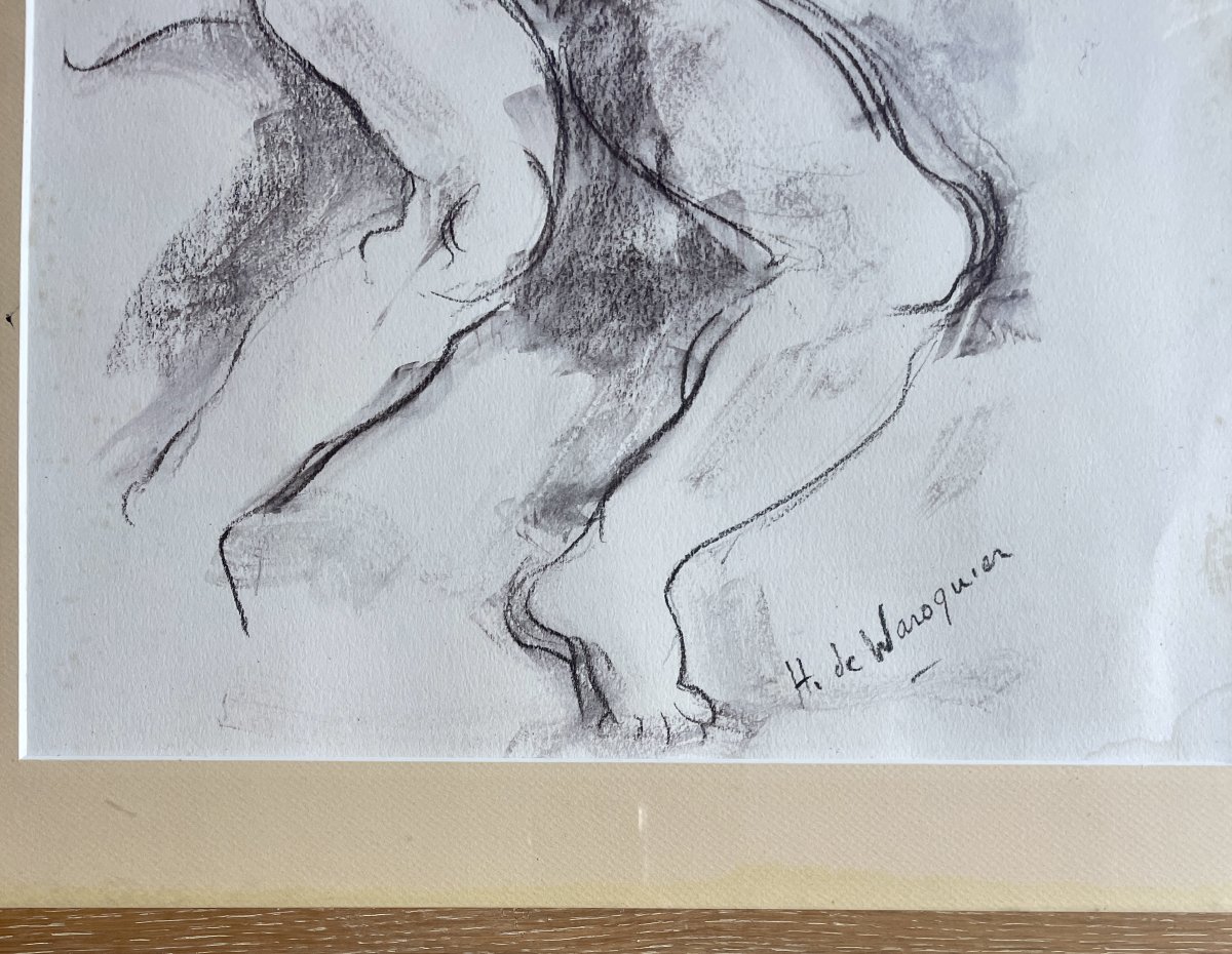Henry De Waroquier (1881–1970)  Seated Female Nude - Pencil And Wash On Paper-photo-3