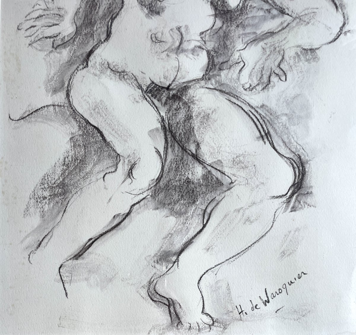 Henry De Waroquier (1881–1970)  Seated Female Nude - Pencil And Wash On Paper-photo-4